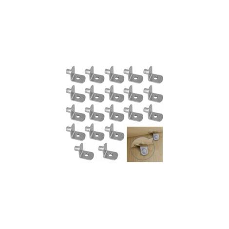 20 Pièces Support pour Étagère Métal de 5 mm pour Armoire de Cuisine L Forme Support Équerre Cheville Etagere en Fer Nickelé Étagère Cheville Support d'étagère pour Meubles Armoire Bibliothèque