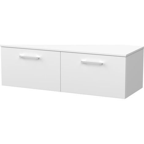 Pershall Contemporary Wall Hung 2 Drawer Vanity Unit with Laminate Worktop, 1200mm, Matt White