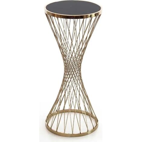 Eleganter schwarzer Metalltisch mit goldenen Akzenten Ø40x90 cm