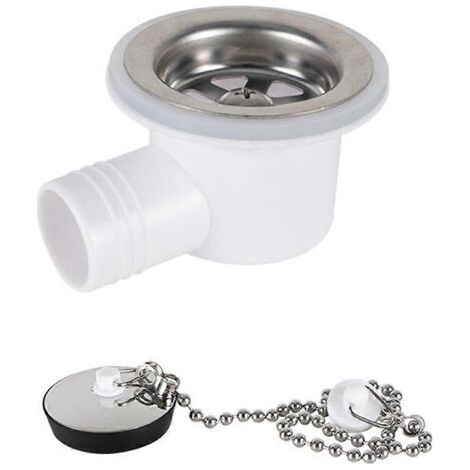 Raccord coudé pour bouchon de vidange d'évier, pour camping-car ou bateau - Blanc (1/5)