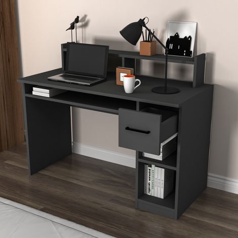 Escritorio Roletto, 5 estantes, un cajón, 5 compartimentos, 120x93x55h cm Negro Antracita (1/5)