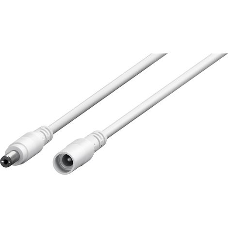 Câble d’Extension DC 3m – 5.5 x 2.1mm, connecteur et fiche, Blanc, pour 5–24V et Jusqu’à 5A, idéal pour LED, routeurs, caméras, 76675 (1/5)