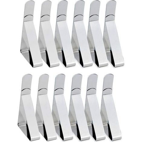 SABIR Clip Nappe 6CM, Pince Nappe de Table 12 PCS, Clip Nappe Table Réglable, Nappe Clips Acier Inoxydable,Nappe Table de Jardin, Clip Table Nappe, Pince de Nappe de Plein Air,Fête (1/5)