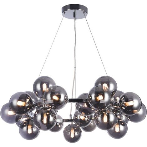 Lustre moderne chromé Dallas Metonie à 25 sphères (1/5)