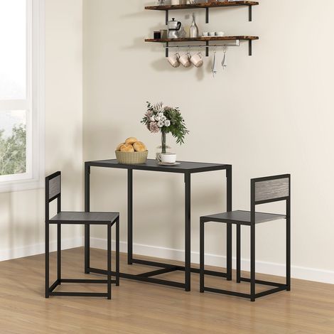 Ensemble table haute 3 pièces, comprenant 2 chaises et 1 table haute, 90 cm x 47 cm x 76 cm, gris (1/5)