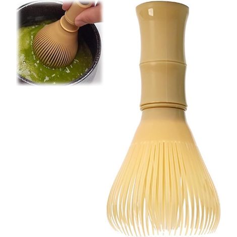 Matcha-Besen, Matcha-Mixer aus PP-Harz, traditionelles handgefertigtes Teezubereitungszubehör (2 Stück, Gelb und Grün)