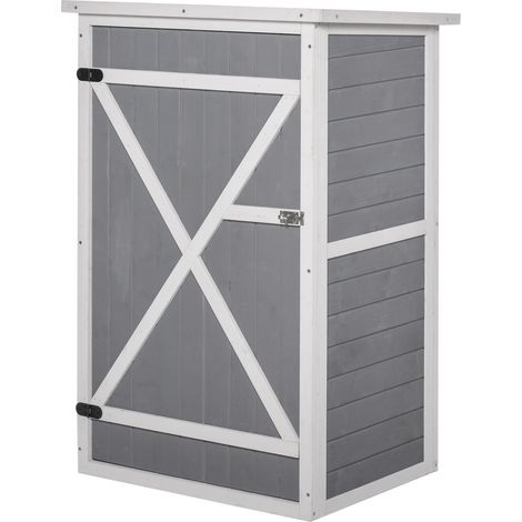 Armoire de rangement extérieure en pin avec étagères, 75x56x115 cm, noir/gris/blanc (1/5)