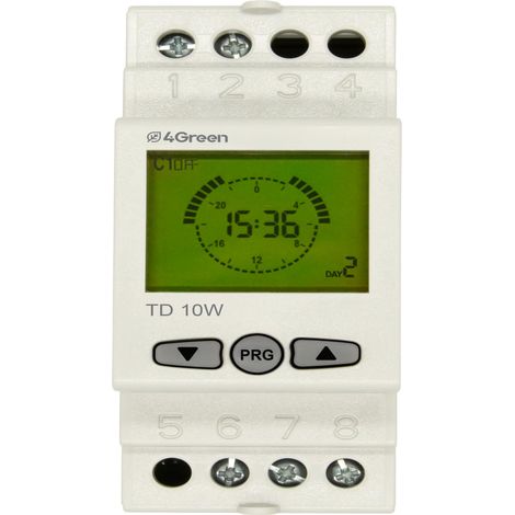 Interrupteur Horaire Numérique, Minuteur pour Rail DIN 2 Modules avec Programmation Hebdomadaire, écran LCD Rétroéclairé, Relais 16 A, Changement Automatique Heure été/Hiver, Blanc (1/3)