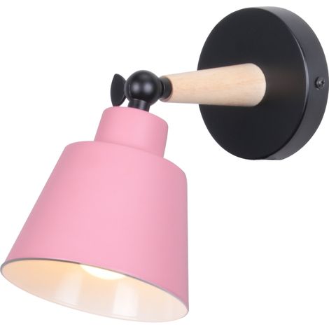Applique da Parete Interno, Moderna Lampada da Parete con Paralume Regolabile E27 Edison per Soggiorno Camera da Letto Sala da Pranzo (Rosa)