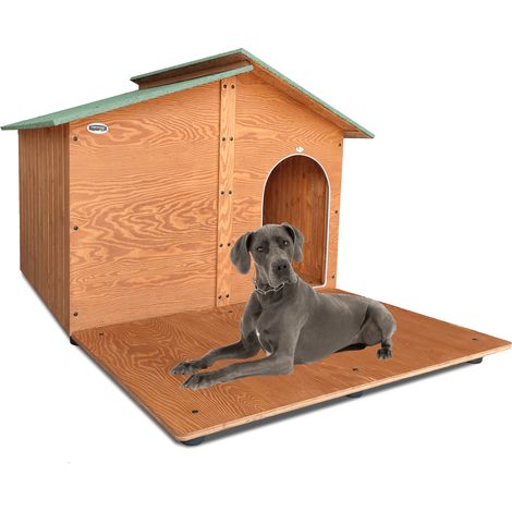 Cuccia In Legno Per Cani da Esterno "Rinforzata" mod. Extra Large con Davanzale MADE IN ITALY A - Mod. 4XL “Gigante” con "TENDINA" (1/5)