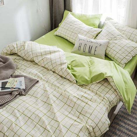 Ensemble de literie en coton lavable en machine – 4 pièces (1 couette 180x220 cm, 1 housse de couette, 2 taies d’oreiller) – Doux, respirant et hypoallergénique