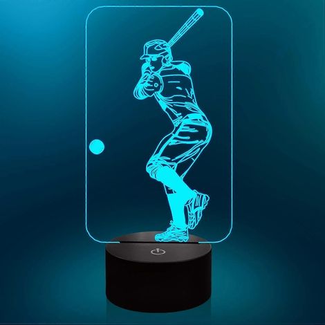 Baseball-Nachtlicht, 3D-Lampe mit 7 wechselnden Farben und intelligenter Touch-Steuerung, Nachtlicht für Kinder, optische Täuschungslampe für Jungen und Mädchen, ideales Geschenk für Baseball-Fans. (1/5)