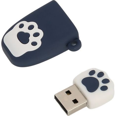 Clé USB 2.0 à échange à chaud, en forme de patte de chat, style dessin animé, portable et résistante aux vibrations, pour Windows et macOS, bleu foncé, 32 Go (1/5)