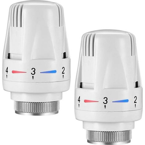 Lot de 2 Tête de Thermostatique M30 x 1,5, Valves Thermostatiques pour Radiateur, Tête de Remplacement de Vanne de Thermostat de Radiateur pour Maison Bureau