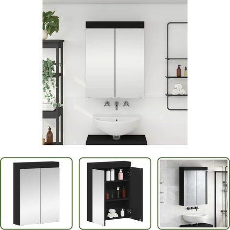 vidaXL Spiegel Schrank - Badezimmerspiegelschrank TULUM Schwarz 60 x 16,5 x 78 cm (1/5)