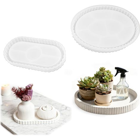 2 Stück Silikonform Tablett Oval, Silikonformen Gießformen Tablett (1/5)