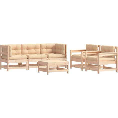Maison Exclusive - Set Divani da Giardino 6 pz con Cuscini in Legno Massello (1/5)