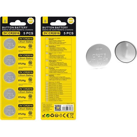 Pila boton litio lt62 cr2016 3v / 5 uds / one + / 2219380