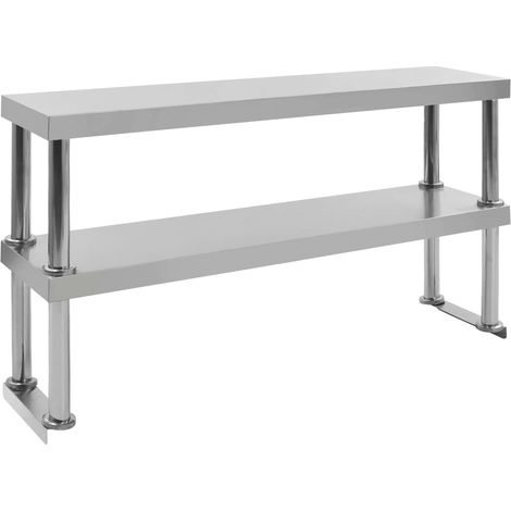 Estante de encimera de acero inoxidable de 2 niveles 120 x 30 x 65 cm 020000012