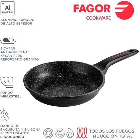 Fagor Alutherm Pfanne 24 cm mit antihaftbeschichteter schwarzer Oberfläche