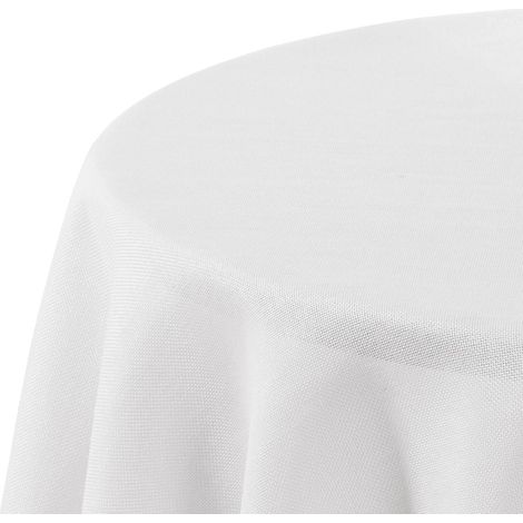 Nappe ronde Ø 140 cm aspect lin, hydrofuge, lavable, blanc