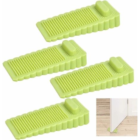 Cales de porte transparentes en caoutchouc, cales, butées de porte en caoutchouc, lot de 4 réglables en hauteur, pour salle de bain, porte de balcon, chambre (1/5)