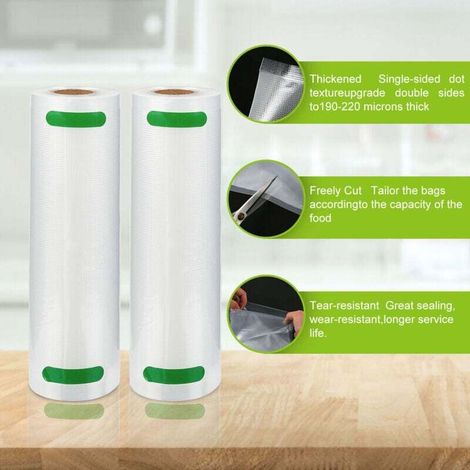 8 Rouleaux Sous Vide Alimentaire 20x600cm, Compatibles Machine Emballage, Réutilisables pour Congélateur et Cuisine