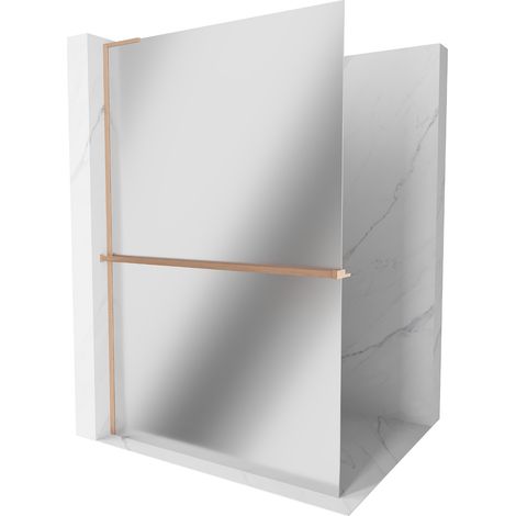 Mexen Kioto+ L pannello doccia con mensola Walk-in 80 x 200 cm, specchio, rame spazzolato - 800-080-123-65-50 (1/5)