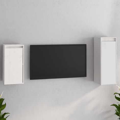 Meubles TV 2 pcs Blanc Bois massif de pin (1/5)