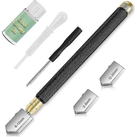 Glasschneider 2–20 mm & Glasschneidöl, Upgrade-Glasschneidwerkzeug mit automatischer Ölzufuhr, Glass Cutter-JXLGV (1/5)