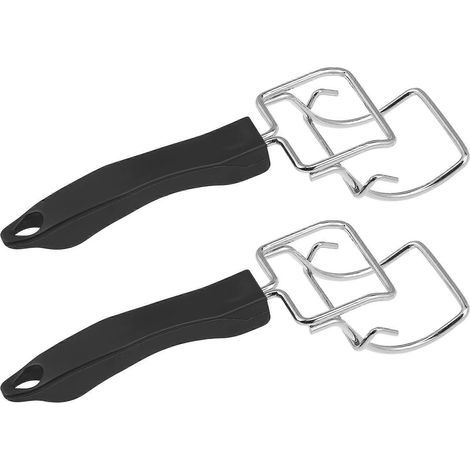Lot de 2 pinces de four résistantes aux brûlures, outil pour tirer la grille du four, pinces pour assiettes, pinces de maintien pour plats chauds, extracteur de grille de four-19.90X6.00X4.00CM-Black (1/3)