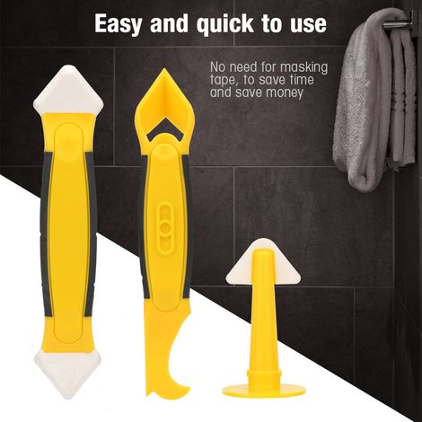 Ensemble de 3 outils pour mastic : grattoir, applicateur, nettoyant, décapant, lisseur et finisseur. (1/5)