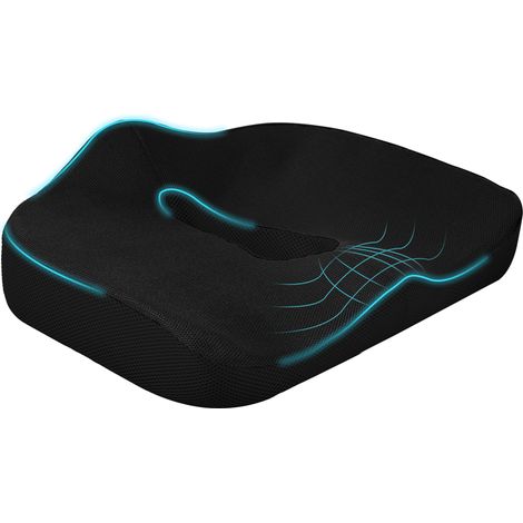 Coussin orthopédique ergonomique en mousse à mémoire pour siège de bureau, voiture et fauteuil, noir (1/5)