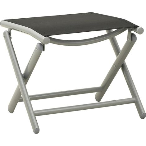 Repose-pied pliable, Tabouret Pouf, Tabouret Bas Noir et argenté Textilène et aluminium LKF52723 (1/5)