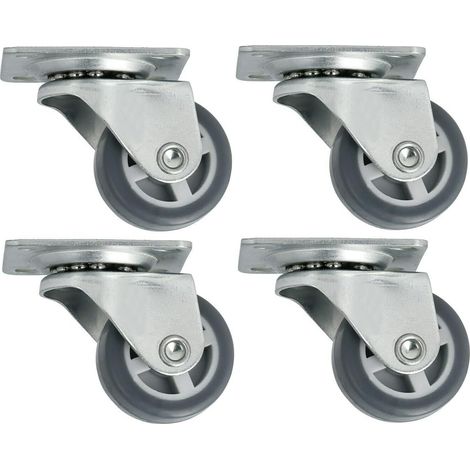 4x roulette meuble 30mm caoutchouc soft anti rayure gris pivotante universelle mini rouleau noir pied (1/5)