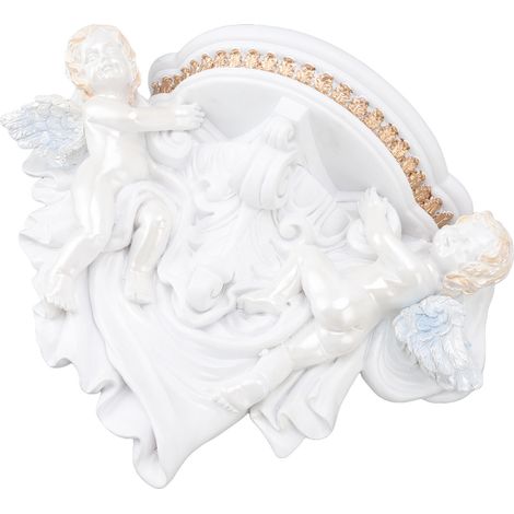 Étagère Murale Ange Résine Blanche et Dorée, Décor Élégant pour Salon Chambre Cuisine, Support Décoratif Européen