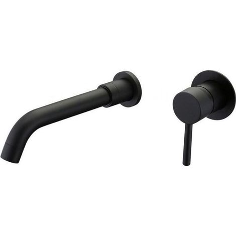 Miscelatore lavabo a muro da incasso lungo CAIMAN 2 fori nero