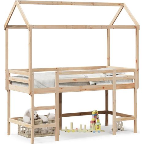 Maison Exclusive - Letto Soppalco con Scala e Tetto 90x190 cm Legno Massello Pino