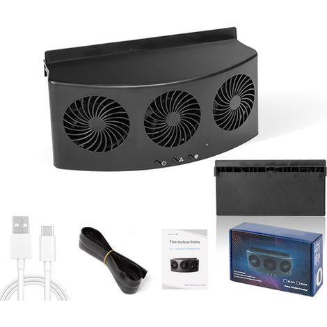 Ortviai Ventilateur d’Échappement pour Voiture USB, 3 Ventilateurs, 4000 tr/min, 60 W, 2 Vitesses, Noir (1/5)