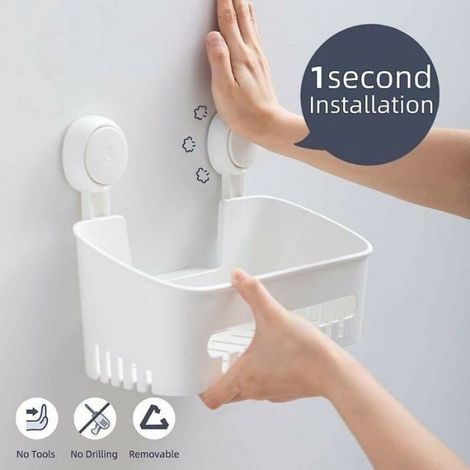 Serviteur Douche - Ventouse TPE - Charge Maximale 10 kg - Pour Carrelage Verre Acier Inoxydable - 1 Pièce (1/4)