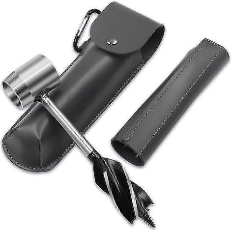 Étui de protection pour clé à tarière, perceuse à main de survie en extérieur, équipement de survie pour sports, jungle, artisanat, camping, bushcraft, travail du bois - Noir (1/5)