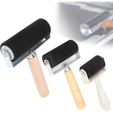 Lot de 3 rouleaux de pression en silicone : rouleau de pressage en caoutchouc 3,5 cm/6 cm/10 cm Rouleau de pression Outil pour bloc d'encre tampon, impression, papier peint artisanat (1/5)