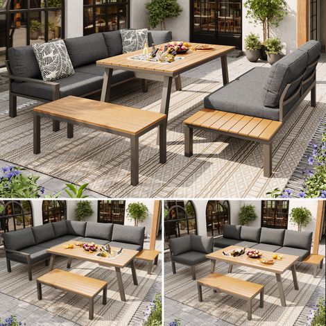 Salon de jardin, en fer, imperméable, pour jardin et terrasse, ensemble convivial, pour terrasse balcon jardin, format pratique