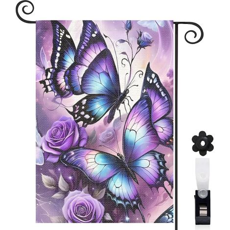 Drapeau de jardin vertical décoration extérieure toile lavable double face 30 x 45 cm pour jardin maison (1/5)