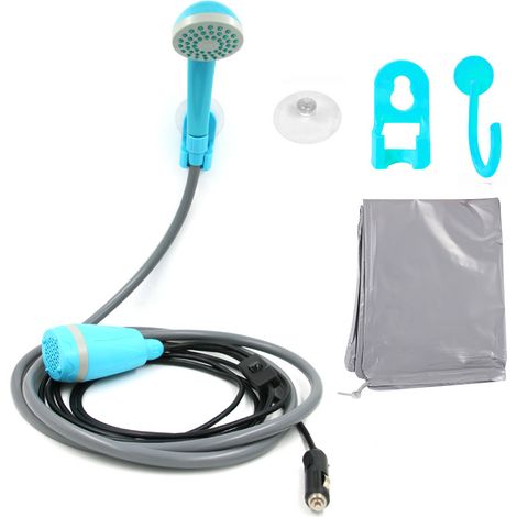 Douche portable rechargeable pour camping – Débit 3,5-5 L/min – Système de filtration – Poignée ergonomique – Conforme norme RoHS (1/5)