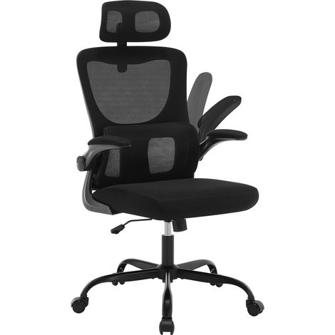 WOLTU Sedia da Ufficio - Poltrona Ergonomica con Supporto Lombare, Schienale Reclinabile e Altezza Regolabile, Nero (1/5)