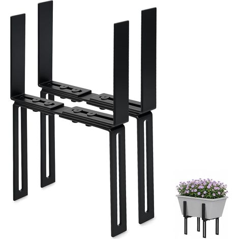 Lot de 2 supports réglables pour jardinière de balcon, sans perçage  Double réglage pour balustrades de balcon de 1,5 à 32 cm de large et supporte les jardinières de 15 à 23 cm de largeur (1/5)