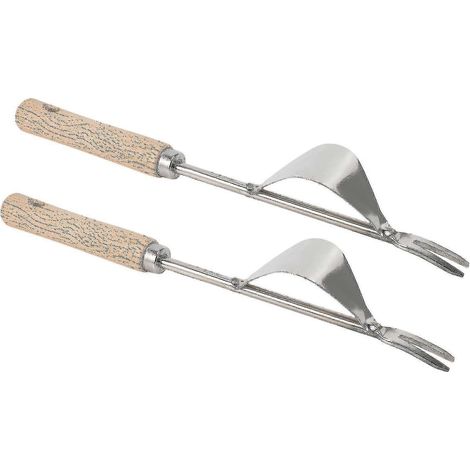 2x Désherbeur de jardin en acier inoxydable, outil de désherbage et de repiquage (1/5)