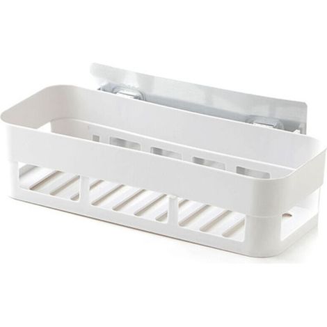 Estantería de baño de pared de un solo nivel - JINFGERNE - Diseño moderno en color beige, materiales resistentes, fácil instalación, ideal para cosméticos y artículos decorativos. (1/5)