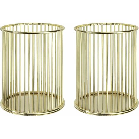 Porte-stylo en Métal Pot à Crayon Stylo Multifonction Creux Porte Crayons Papeterie de Stockage Organiseur Conteneur pour Domicile, École, Bureau, 8cm de Diamètre, 2 Pièces (Doré) (1/5)